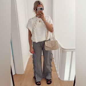 Women's Gingham Pants With Leg Ties